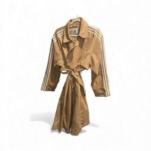 Adidas Beige Belted Coat with Stripes